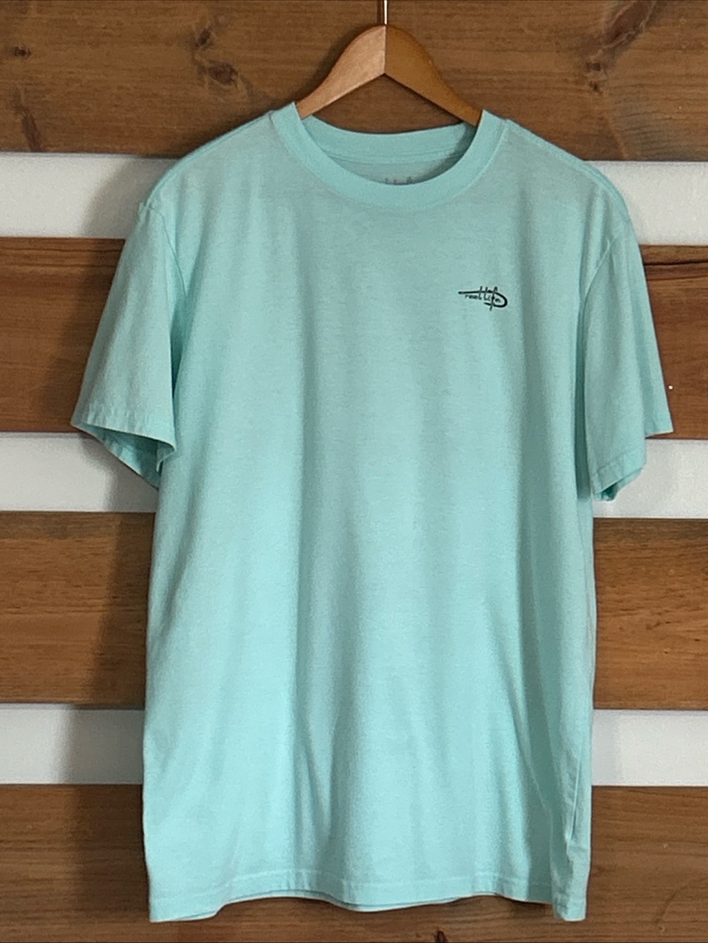 Reel Life Mint Green Size Large Short Sleeve Graphic T-Shirt w/Surfer Logo